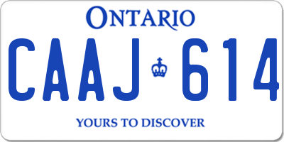 ON license plate CAAJ614