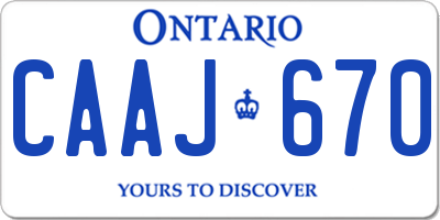 ON license plate CAAJ670