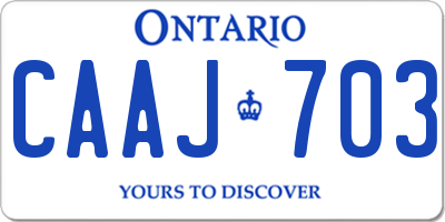 ON license plate CAAJ703