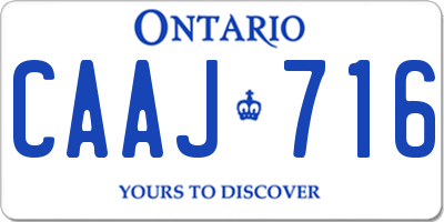 ON license plate CAAJ716