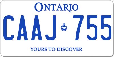 ON license plate CAAJ755