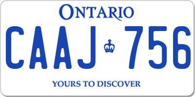 ON license plate CAAJ756