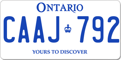 ON license plate CAAJ792