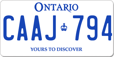 ON license plate CAAJ794