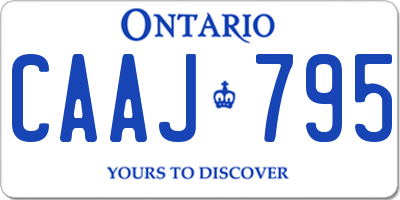 ON license plate CAAJ795