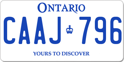 ON license plate CAAJ796