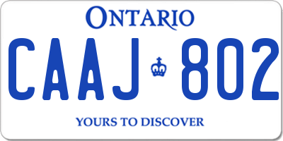 ON license plate CAAJ802