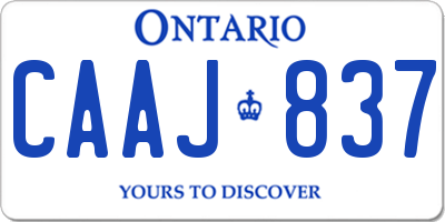 ON license plate CAAJ837