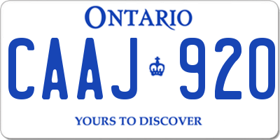 ON license plate CAAJ920