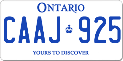 ON license plate CAAJ925