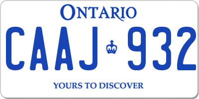 ON license plate CAAJ932