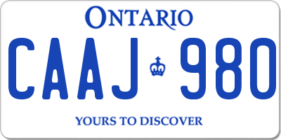 ON license plate CAAJ980