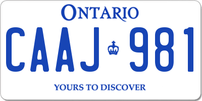 ON license plate CAAJ981