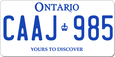 ON license plate CAAJ985