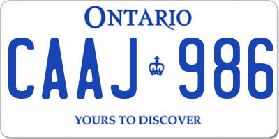 ON license plate CAAJ986