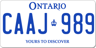 ON license plate CAAJ989