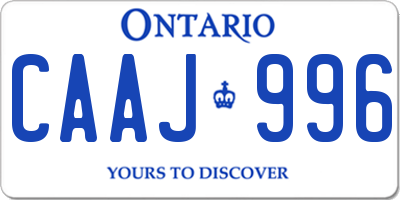 ON license plate CAAJ996