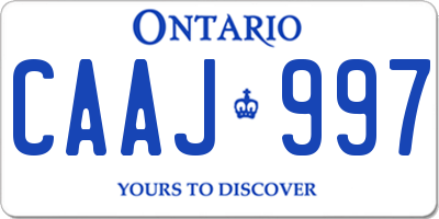 ON license plate CAAJ997