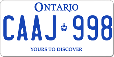 ON license plate CAAJ998