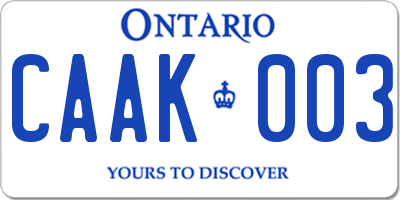 ON license plate CAAK003