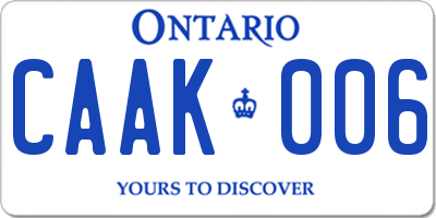 ON license plate CAAK006