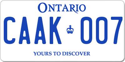 ON license plate CAAK007