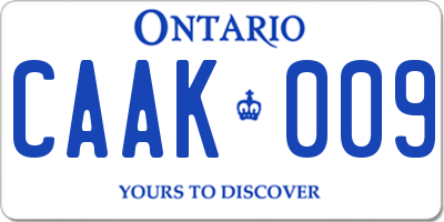 ON license plate CAAK009