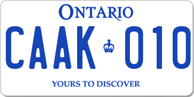 ON license plate CAAK010