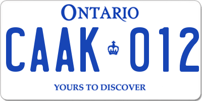 ON license plate CAAK012