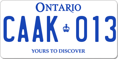 ON license plate CAAK013