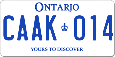 ON license plate CAAK014