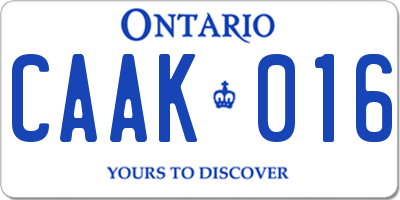 ON license plate CAAK016