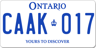 ON license plate CAAK017