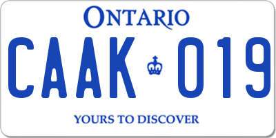 ON license plate CAAK019