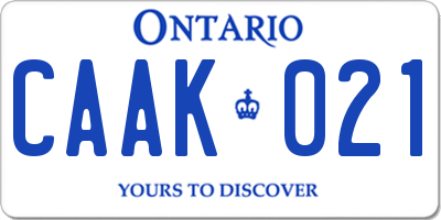 ON license plate CAAK021