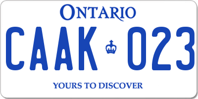 ON license plate CAAK023