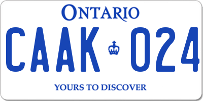 ON license plate CAAK024