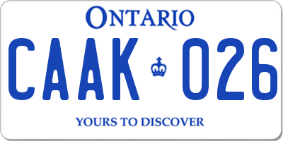 ON license plate CAAK026