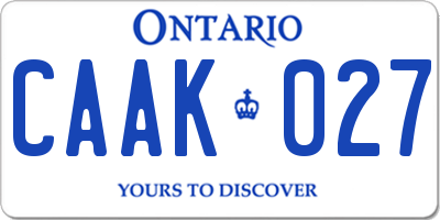 ON license plate CAAK027