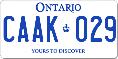 ON license plate CAAK029