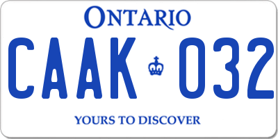 ON license plate CAAK032