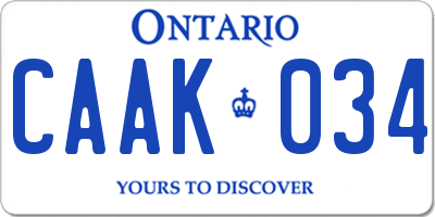 ON license plate CAAK034