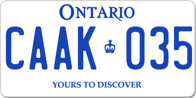 ON license plate CAAK035