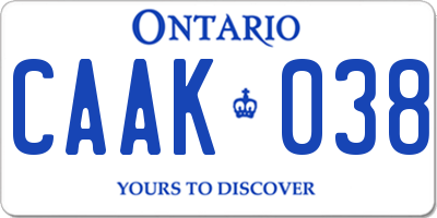 ON license plate CAAK038