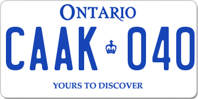 ON license plate CAAK040