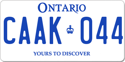 ON license plate CAAK044