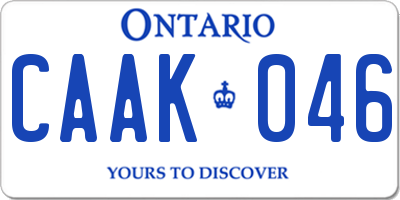 ON license plate CAAK046