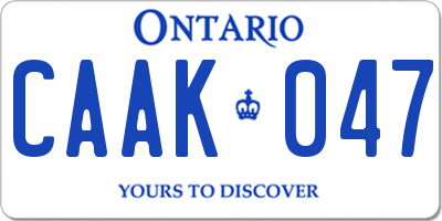 ON license plate CAAK047