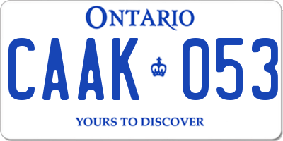 ON license plate CAAK053