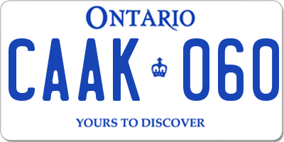 ON license plate CAAK060